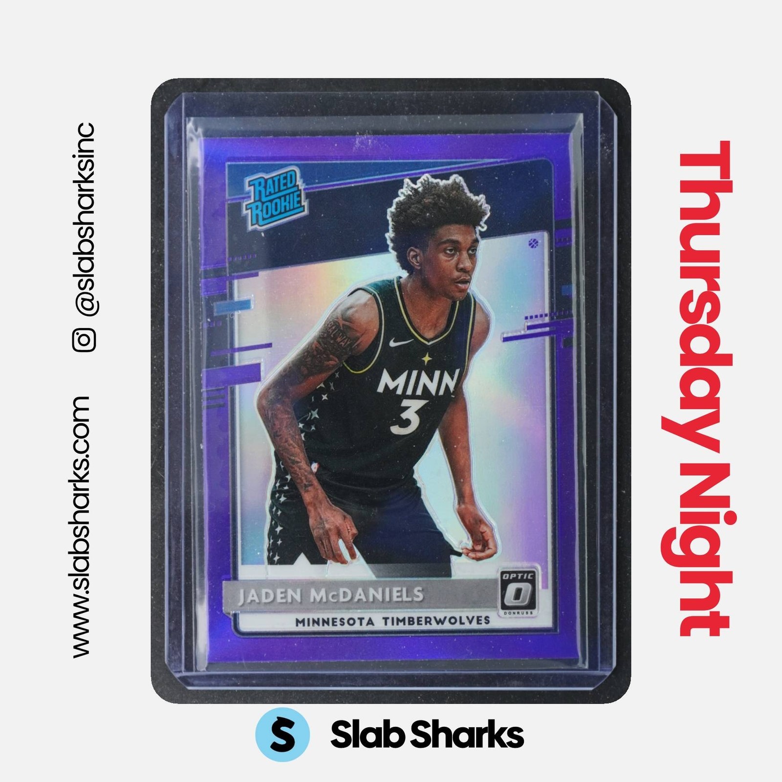 2020 PANINI DONRUSS OPTIC #178 JADEN MCDANIELS PURPLE PRIZM RATED ROOKIE