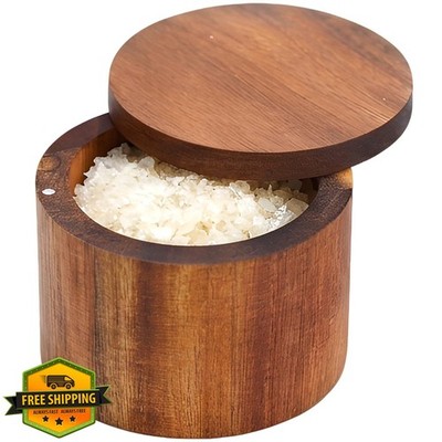Phininia 7oz Brown Acacia Salt Cellar