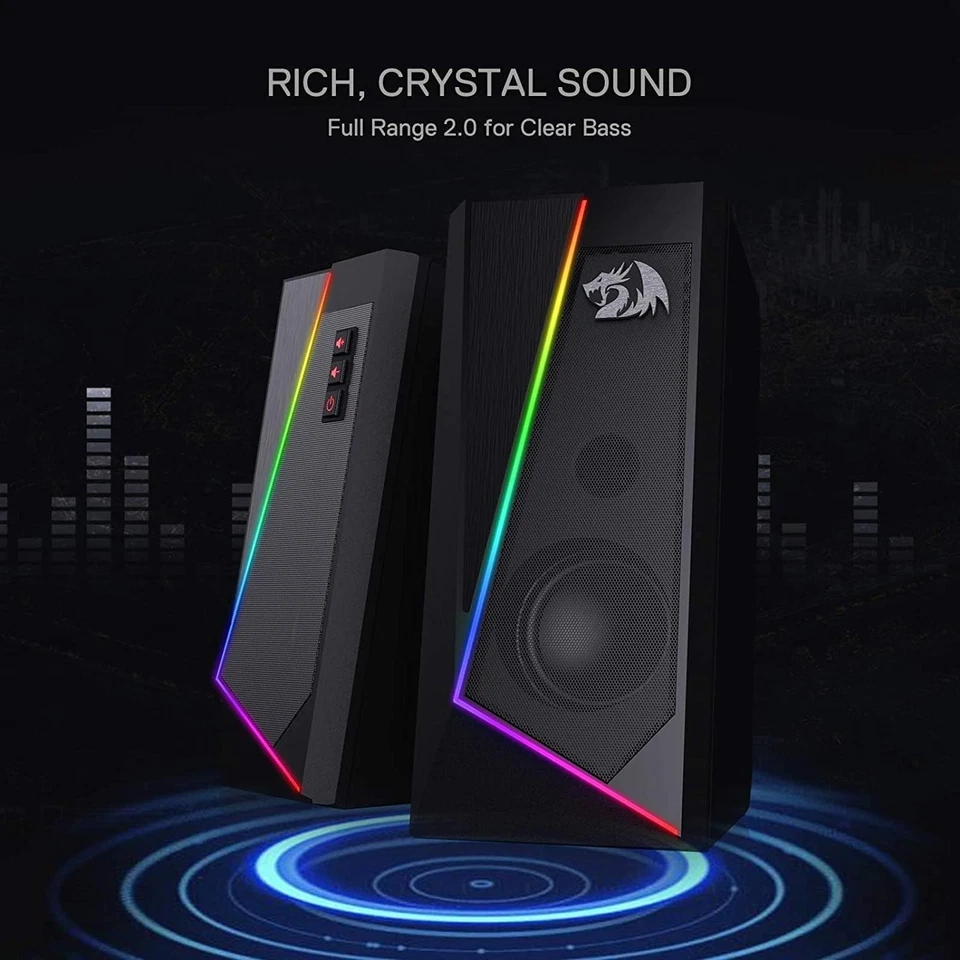 GS520 RGB Desktop Speakers, 2.0 Channel PC Computer Stereo Speaker with 6 Colorf - Image 4 of 4