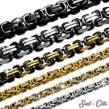 King Chain Men's Chain Set Bracelet Curb Chain Stainless Steel Gold Silver Black