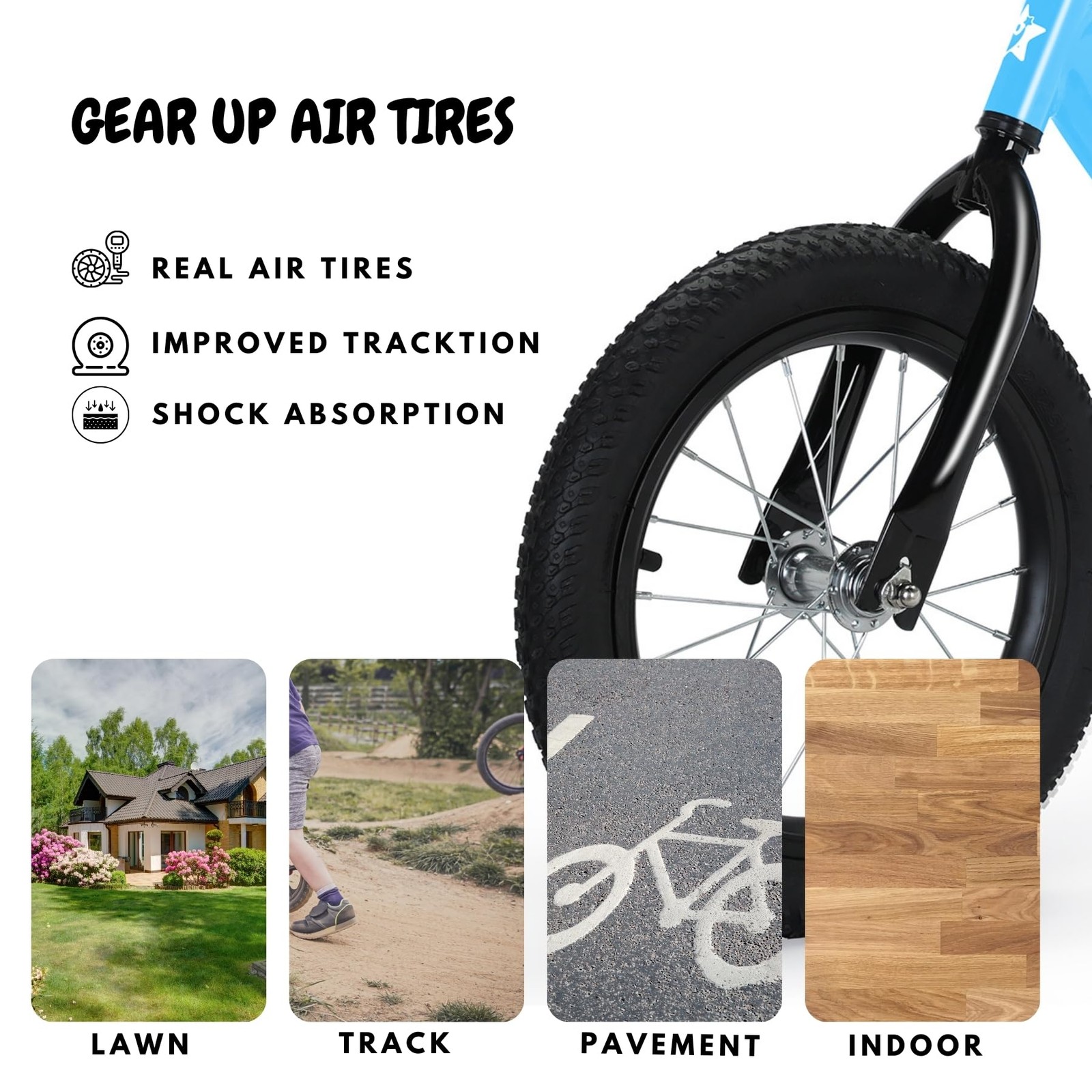 14 Inch Balance Bike for Kids 3-6 Year Old, No Pedals, Air Rubber Tires, Adju... thumbnail 4