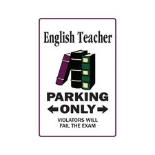 ENGLISH TEACHER Sign Or Decals parking school book junior high Tall