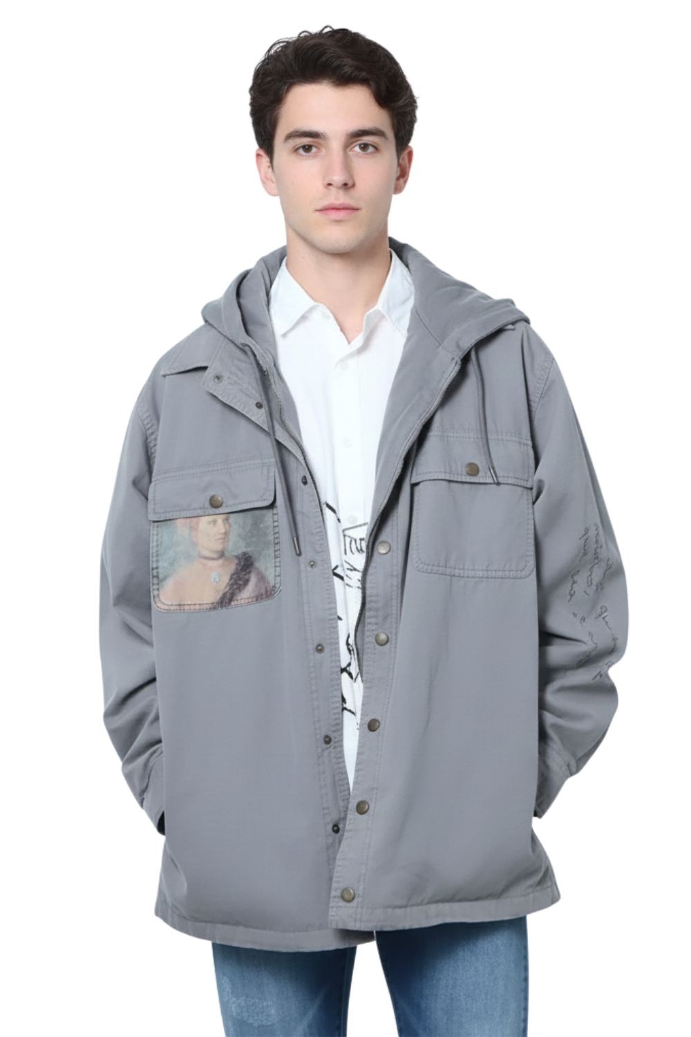 Desigual Herren Chucho Shirt Jacke mit Kapuze grau S 24690₽