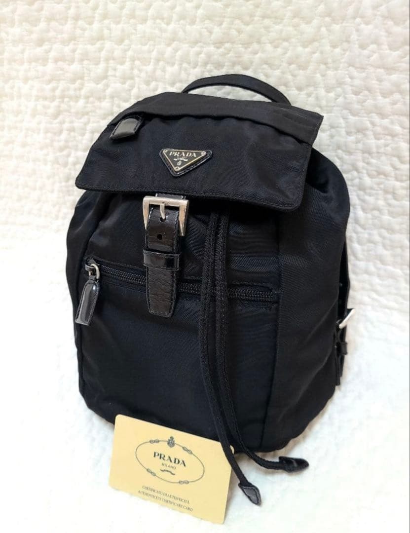 Vintage PRADA Nylon Mini Drawstring Backpack Black - image 2