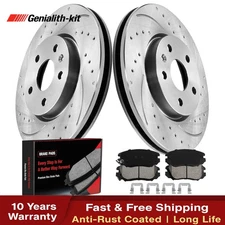 Front Drilled Rotors Ceramic Brake Pads for 2010-2017 Chevy Equinox GMC Terrain