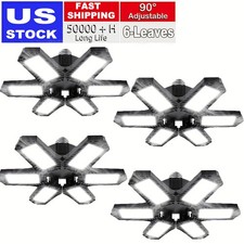 4 Pack 600W Garage Light LED Bulb Bright 6 1Deformable Panels Work Shop Ceiling