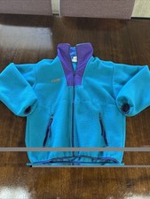 Vintage Columbia Fleece Jacket Womens Small S Purple Teal Full Zip Made USA 90s
