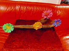 Hand Painted Pine Cone Flowers on Cypress Wood