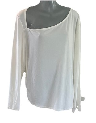 H&M Women s White Asymmetrical Long Sleeve Blouse Plus Size 2XL