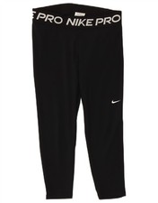 NIKE Womens Dri Fit Graphic Leggings UK 14 Large Black Polyester BK18