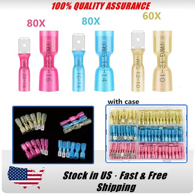 #ad #ad 220x Electrical Heat Shrink Spade Male Female Wire Butt Terminals Connectors Kit $19.99