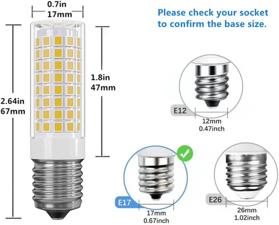 E17 LED Bulb Microwave Oven Lights Dimmable 7W 6000K Super Bright Lamp Bulbs - Image 3 of 4