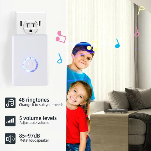 Wireless Door Open Sensor Chime, Door Entry Chime with Adjustable Volume, 48 Chi - Picture 3 of 14