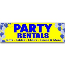 Party Rentals Vinyl Banner with Optional Sizes (Made in the USA)