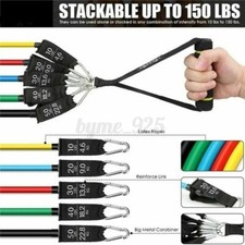11 PCS Resistance Band Set Yoga Pilates Abs Exercise Fitness Tube Workout
