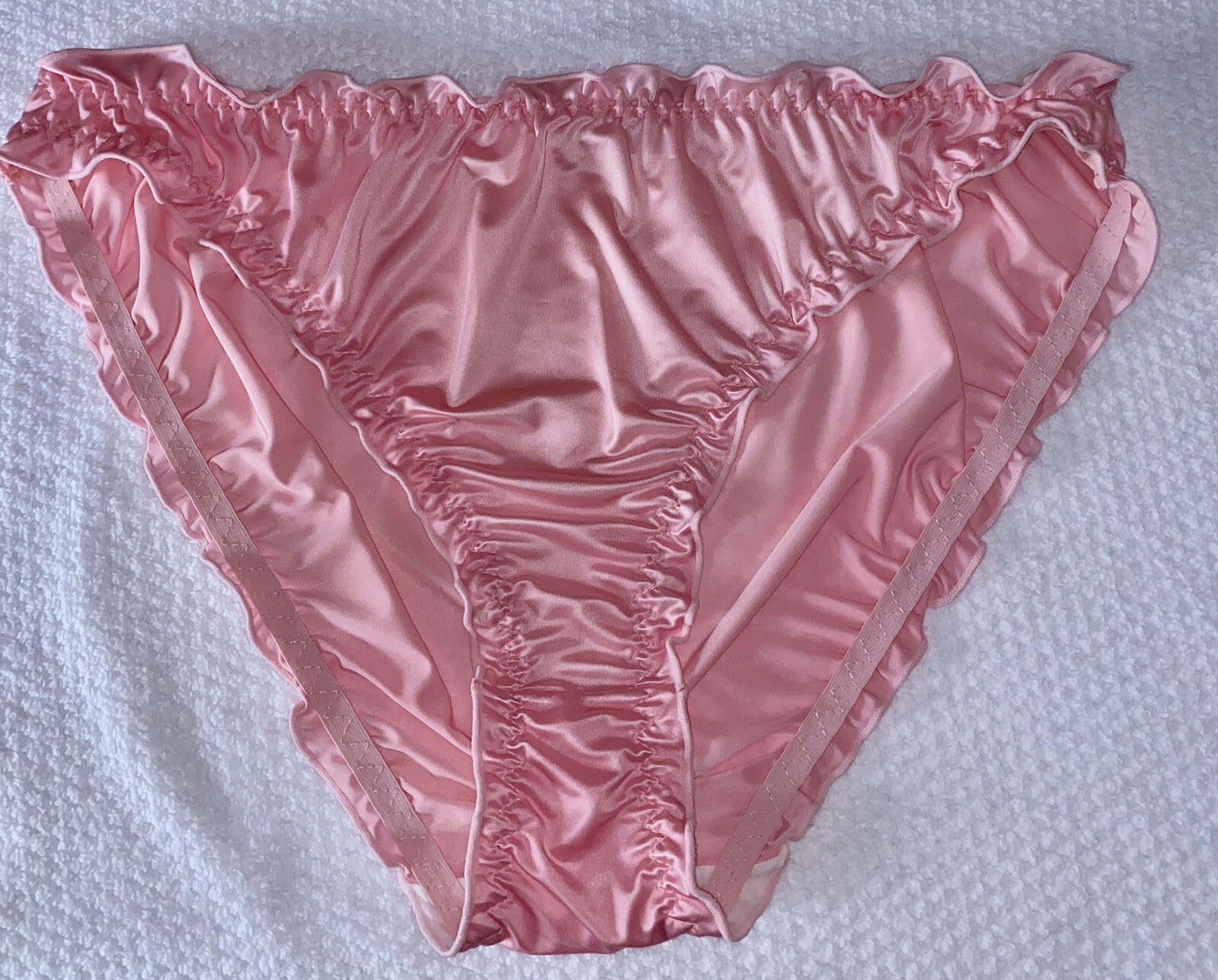 Stretch Satin Hi Cut Pink Bikini Panties Shiny Smooth… Gem