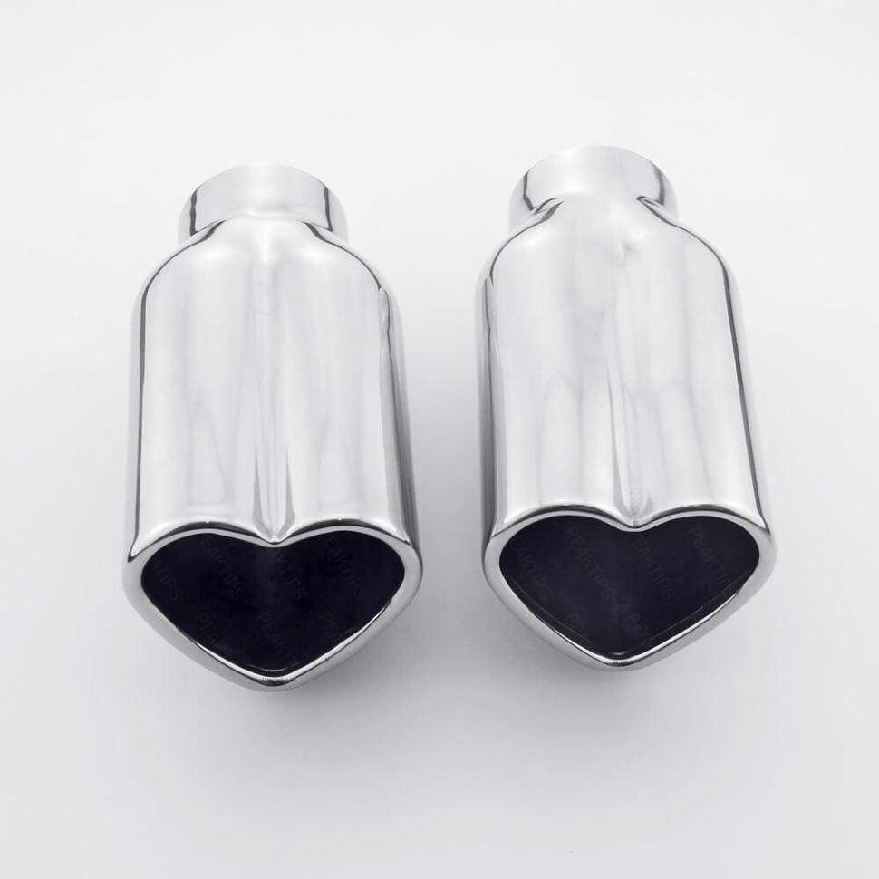 Stainless Steel Heart Shape Out Exhaust Tips 1.9" In Rolled SS304 2PCS Weld On