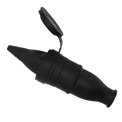 10 x Schuko Kupplung Vollgummi IP44 Schutzkontakt Stecker 230V 16A Gummikupplung - Bild 8 von 12