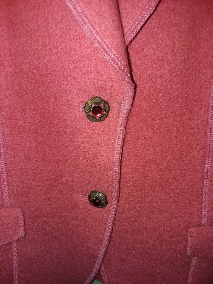 女式“Basler”三文鱼粉色羊毛西装外套夹克珠宝纽扣尺寸2外套 — 第 4/4 张图片