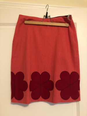 Jupe Boden En Laine Mélangée Noire Avec Appliqués - Taille 4 (US 8 Long) - Occasion Très Bon état - Doublée