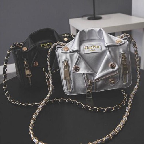Hot Women Rivet PU Leather Handbag Chain Stylish Bag Jacket Messenger Crossbody - Picture 1 of 13