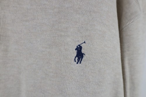 Vtg 90s Ralph Lauren Mens 2XL Cotton Ribbed Knit Half Zip Pullover Sweater Beige - Picture 4 of 10