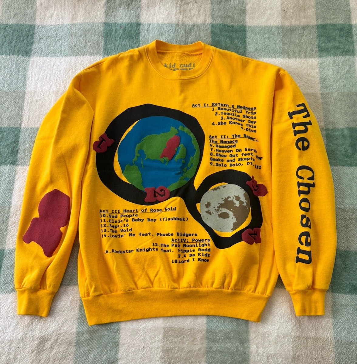 Kid Cudi CPFM For MOTM III Beautiful Trip Crewneck Yellow FW20  