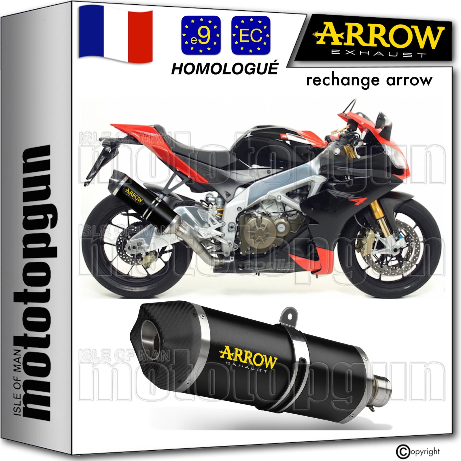 Échappement homologué Arrow C-Tech noir pour Aprilia RSV4 2015