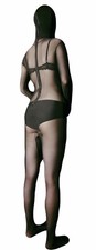 Women Men Mesh Sheer High Elastic Bodystocking Bodysuit Catsuit w/ Hood Gloves