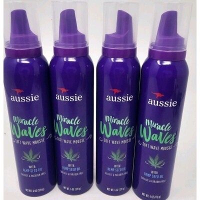 #ad Aussie Miracle Waves Soft Wave Mousse Hemp Seed Oil Lot of 4 MAY HAVE NO LIDS $23.99
