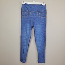 Dren Designs Light Wash Faux Denim Polyester Spandex Ankle Leggings One Size...