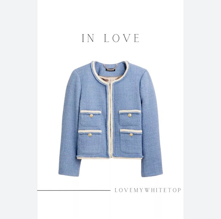 J.Crew Frances Louisa Lady Jacket Blazer Collarless Maritime