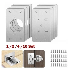10Pair Cabinet Hinge Repair Tool Plate Close Hinges Kitchen Cupboard-Door Fixing