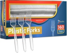 360 Count Clear Plastic Forks Heavy Duty, Premium Disposable Forks,