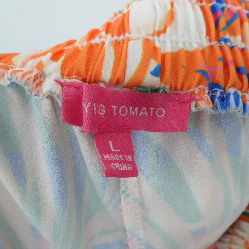 Pantalones de tomate volador para mujer grandes florales hawaianos pierna ancha dopamina resort vaction Foto 3 de 4