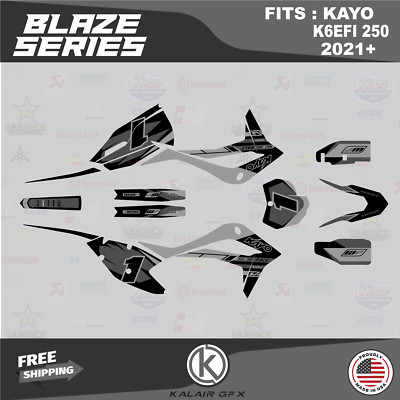 Graphics Kit for KAYO K6EFI 250 Dirt Bike (2021+) Blaze Series - Smoke