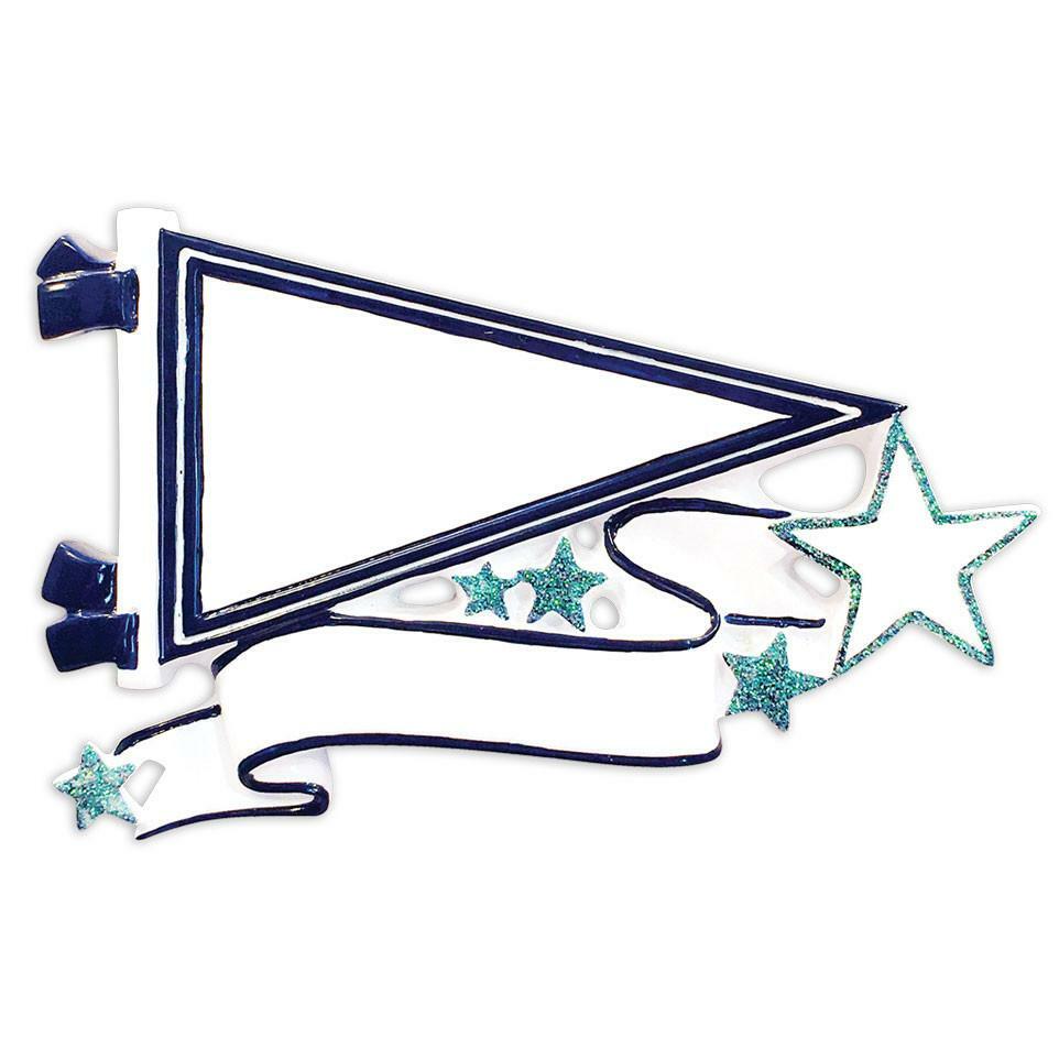 Navy Blue Personalized Christmas Pennant Ornament