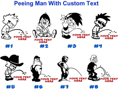 Peeing Boy Vinyl Decal Sticker Car Window Bumper Design Your Text USA Seller - Picture 5 of 13