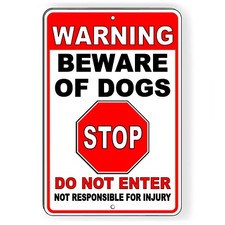 Dog Will Bite Beware Of Dog Metal Sign 8" x 12" Security Attack Keep Out Warning