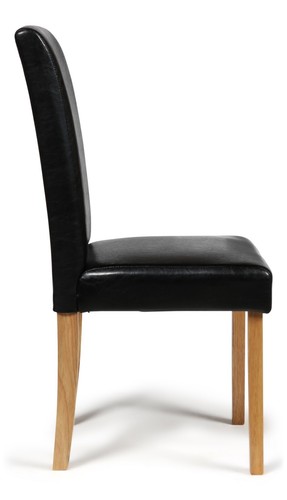 2 Black Dining Chairs Faux Leather Padded Seat Wood Legs Dining Kitchen Torino - Picture 6 of 6