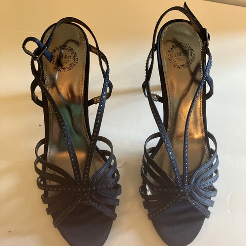 I. Miller Beautiful Blue Glitter Heels Shoes Ankle Straps Women’s Size