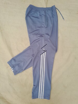 Vintage adidas Track Pants Men's Medium Grey Embroidered Logo No Ankle Zip 