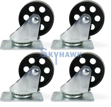 4-Pc. 3" 350-lb-Capacity All-Steel Wide Wheel Swivel Top Plate Casters