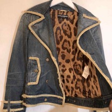 Dolce & Gabbana Blue & Gold Denim Embellished Blazer/jacket 38