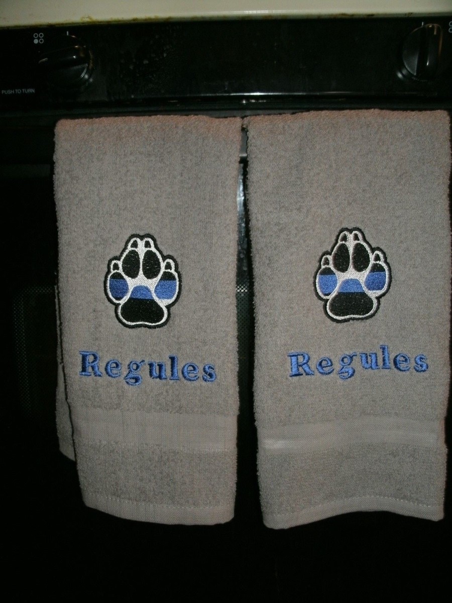 Police K9 Thin Blue Line Paw Personalized Dish Kitchen Hand Towels
