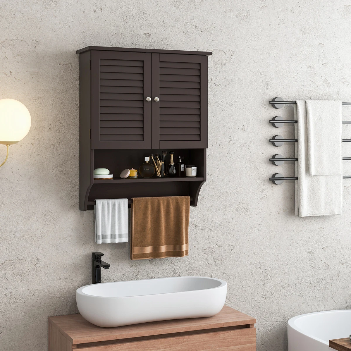 Espresso Bathroom Wall With Towel Bar Matttroy