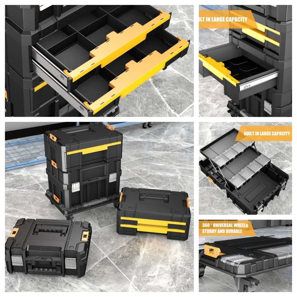 AIRAJ MultiFunctional Tier Stackable Rolling Plastic Portable Folding Tool Stora - Image 2 of 4