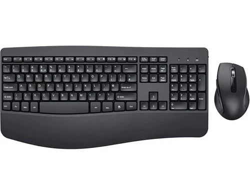 Seenda Wireless Keyboard and Mouse Set Ergonomic Palm Wrist Rest USB Black