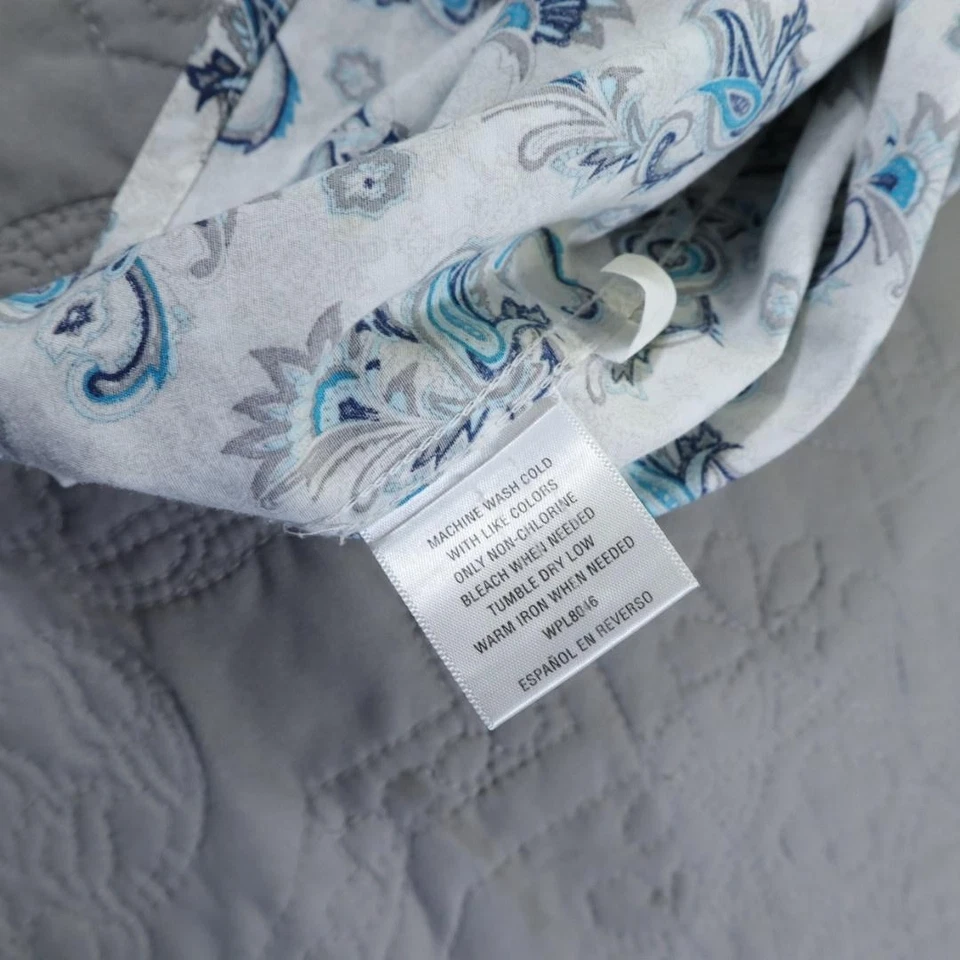 Camisa Tasso Elba Para Hombre XL Blanca Azul Paisley Botón Delantero Manga Larga Algodón Foto 4 de 4