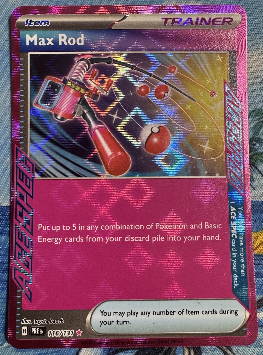 Max Rod 116/131 Holo ACE SPEC Rare SV: Prismatic Evolutions Pokemon Near Mint